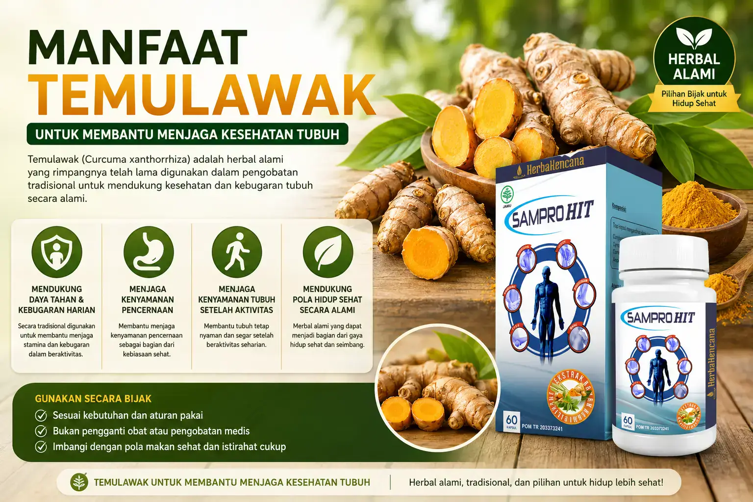 Manfaat temulawak untuk membantu menjaga kesehatan tubuh dengan dukungan herbal alami dan Samprohit Herbakencana