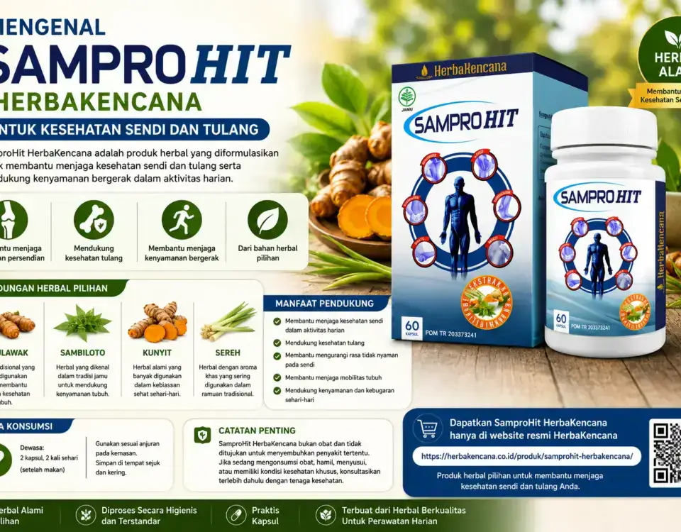 SamproHit HerbaKencana untuk kesehatan sendi dan tulang dengan kandungan temulawak, sambiloto, kunyit, dan sereh
