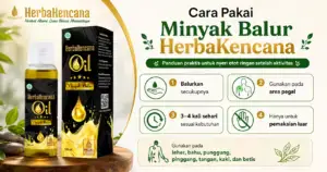 panduan menggunakan minyak balur untuk nyeri otot dengan produk Minyak Balur HerbaKencana sebagai perawatan luar.