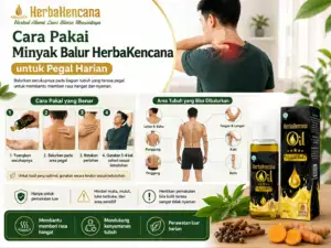 cara pakai minyak balur HerbaKencana untuk pegal harian dengan panduan balur pada area tubuh yang terasa pegal.