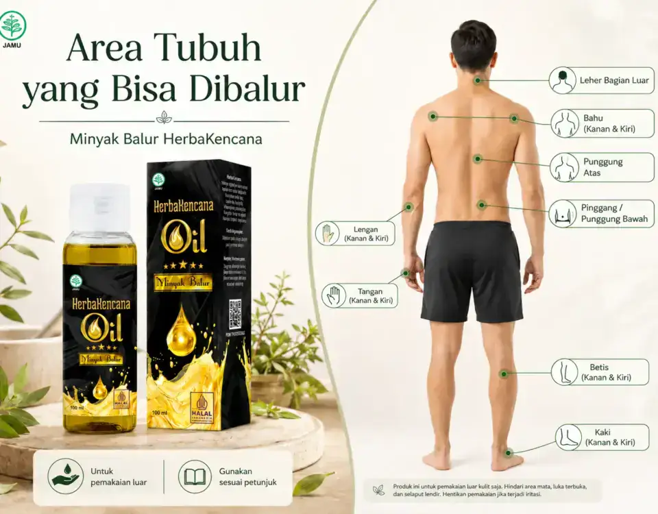 Area tubuh yang bisa dibalur Minyak Balur HerbaKencana