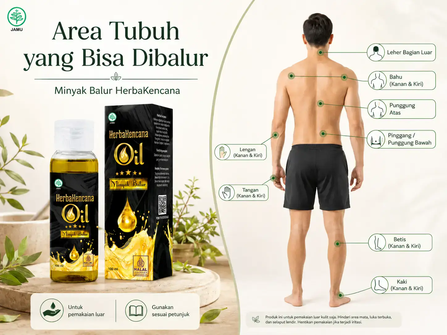 Area tubuh yang bisa dibalur Minyak Balur HerbaKencana
