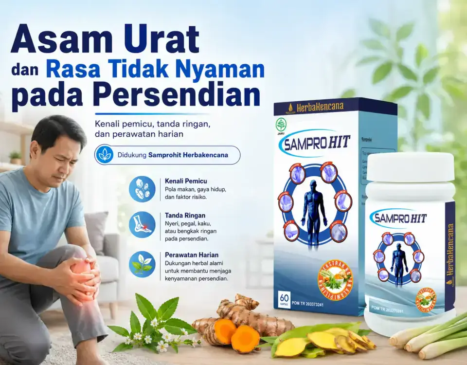 Asam urat dan rasa tidak nyaman pada persendian dengan dukungan Samprohit Herbakencana untuk perawatan harian