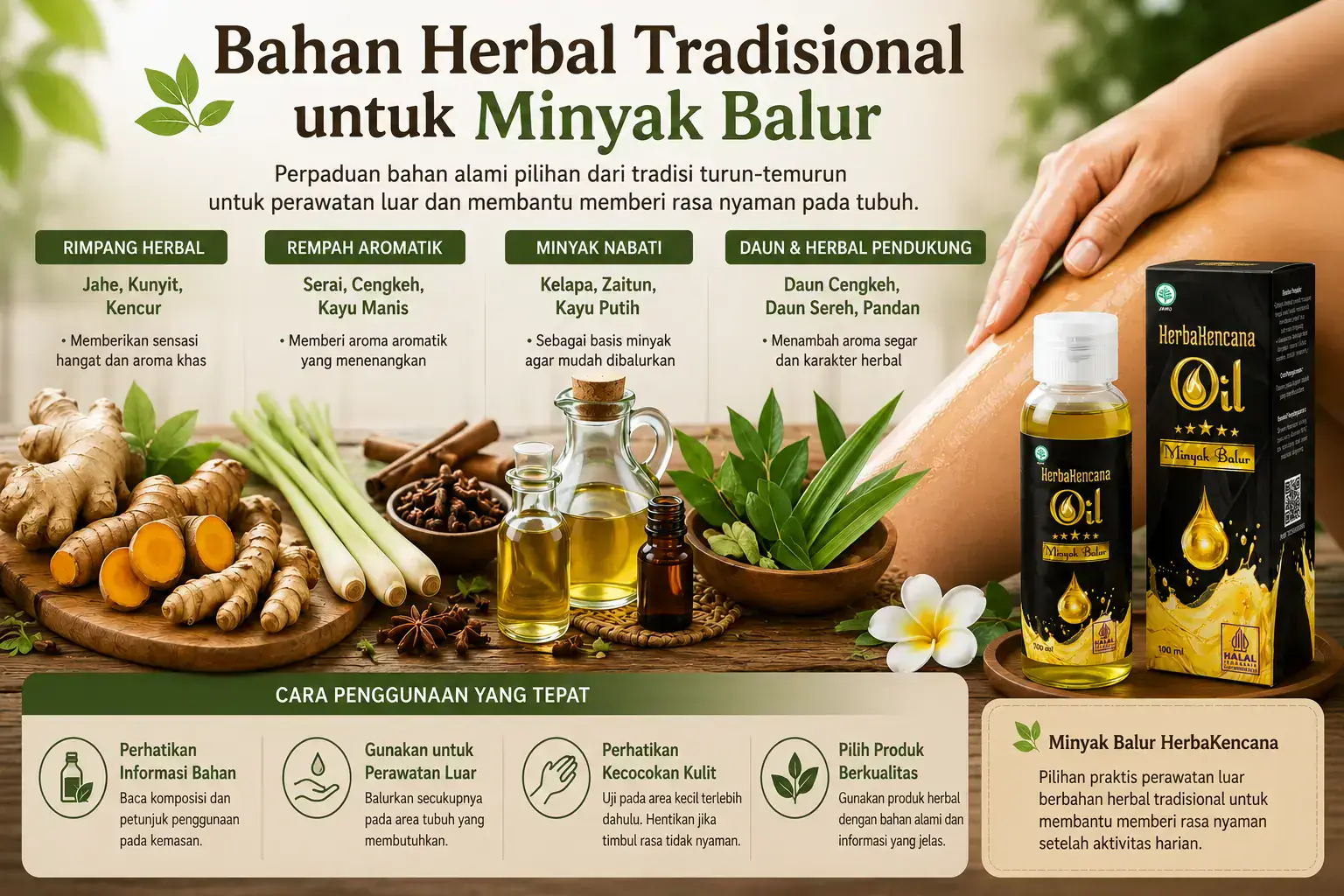 Minyak Balur Herbakencana 100 ml minyak herbal tradisional untuk pegal linu dan nyeri otot
