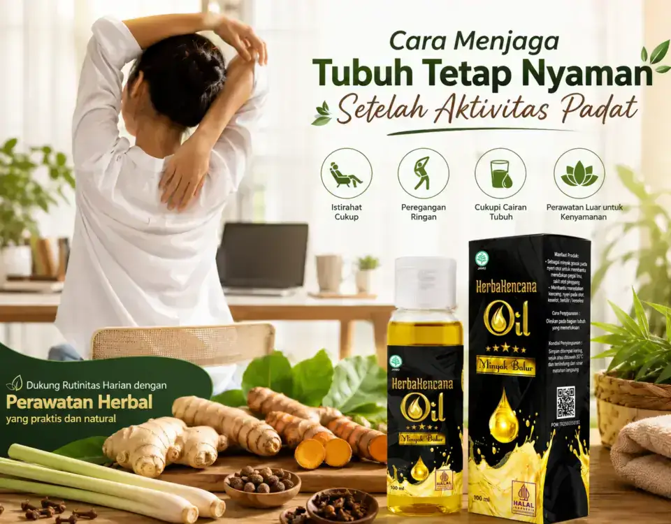 Minyak Balur Herbakencana untuk membantu menjaga tubuh tetap nyaman setelah aktivitas padat