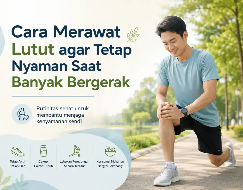 Pria melakukan peregangan untuk merawat lutut agar tetap nyaman saat banyak bergerak