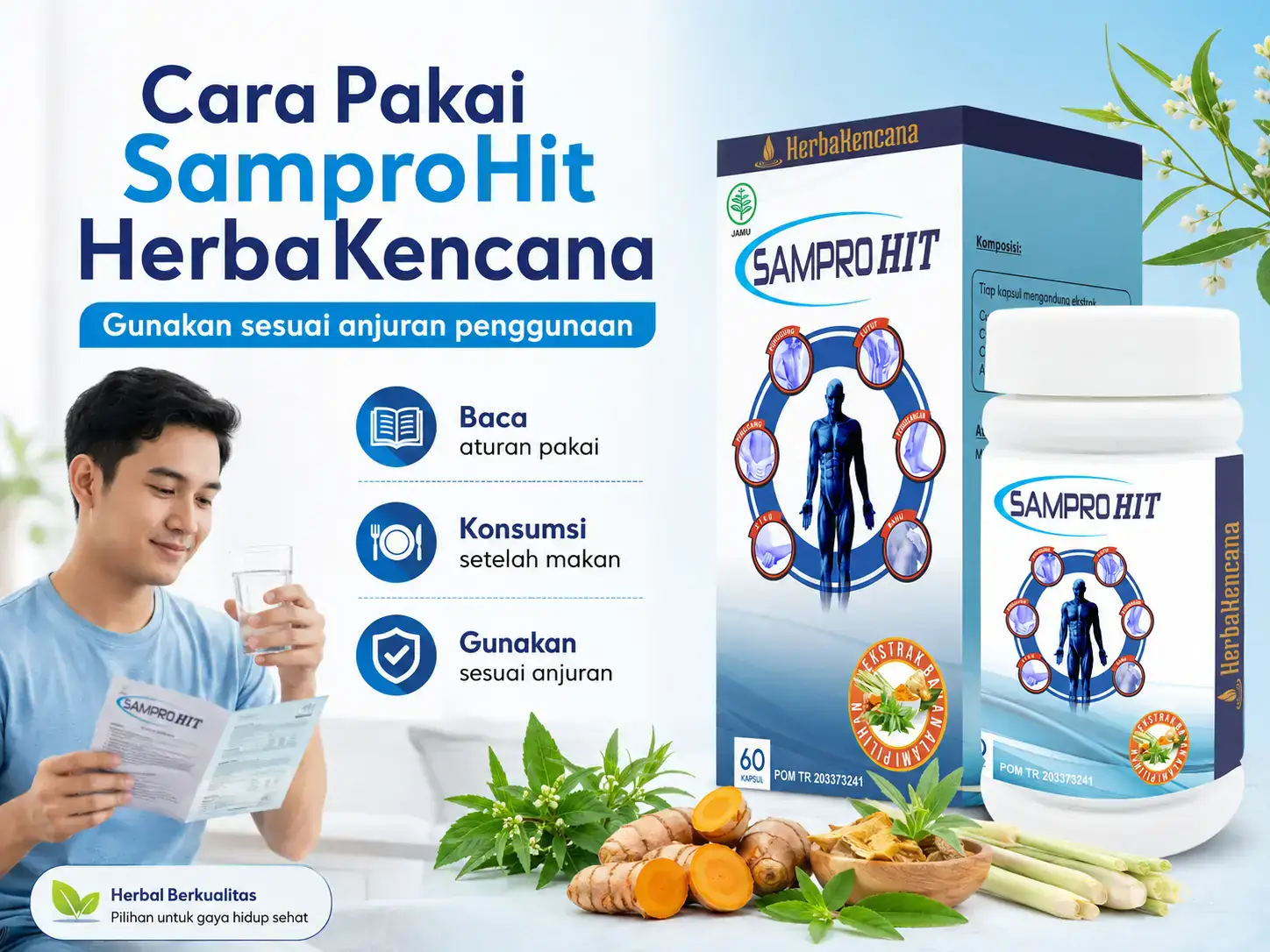 Cara pakai Samprohit Herbakencana sesuai anjuran penggunaan untuk mendukung kesehatan persendian dan tulang