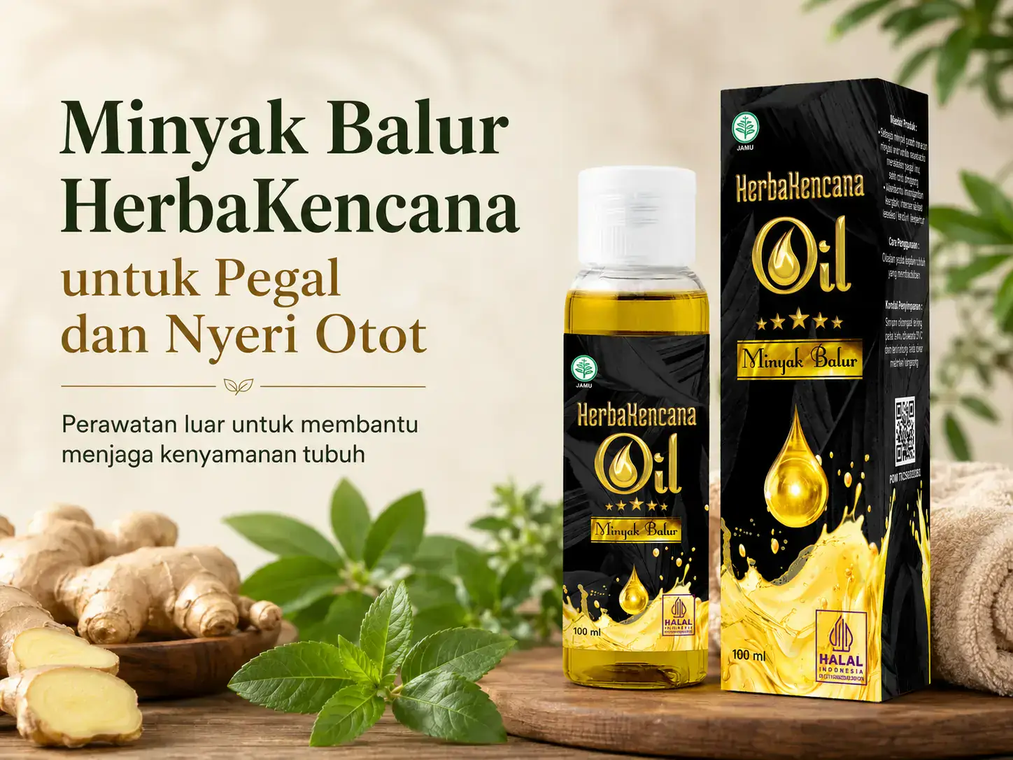 Minyak Balur HerbaKencana untuk membantu meredakan pegal dan nyeri otot
