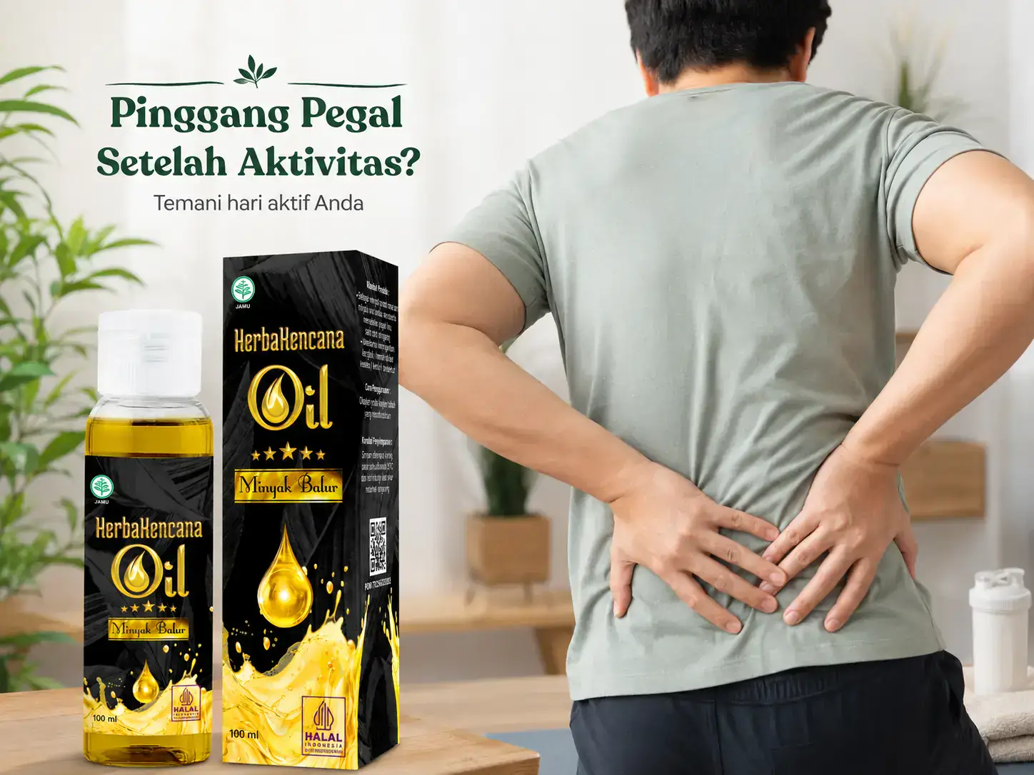 Minyak Balur HerbaKencana untuk pinggang pegal setelah aktivitas