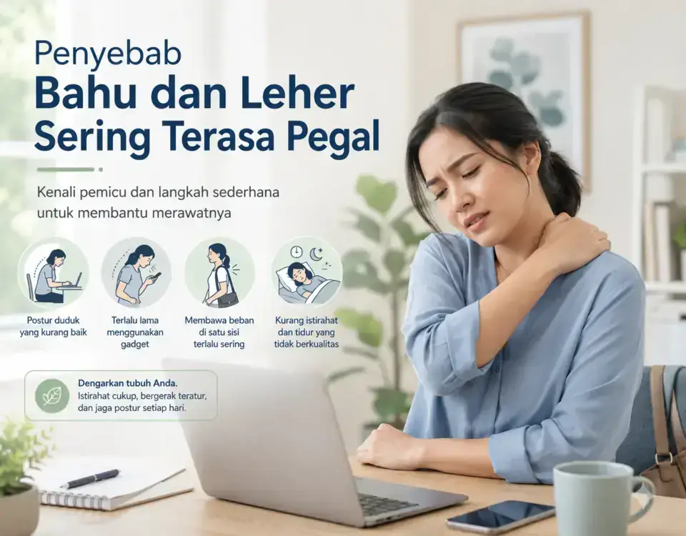 Penyebab bahu dan leher sering terasa pegal akibat postur, penggunaan gawai, membawa beban, dan kurang istirahat