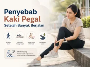 Penyebab kaki pegal setelah banyak berjalan akibat jarak jauh, alas kaki kurang sesuai, beban pada otot kaki, dan permukaan jalan