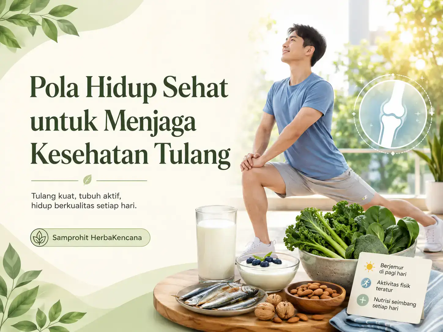 Pola hidup sehat untuk menjaga kesehatan tulang bersama Samprohit HerbaKencana