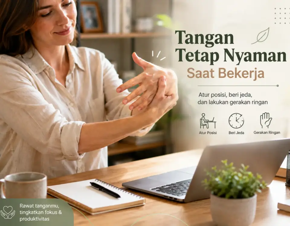 Cara menjaga tangan tetap nyaman saat banyak bekerja dengan posisi ergonomis, jeda kerja, dan gerakan ringan