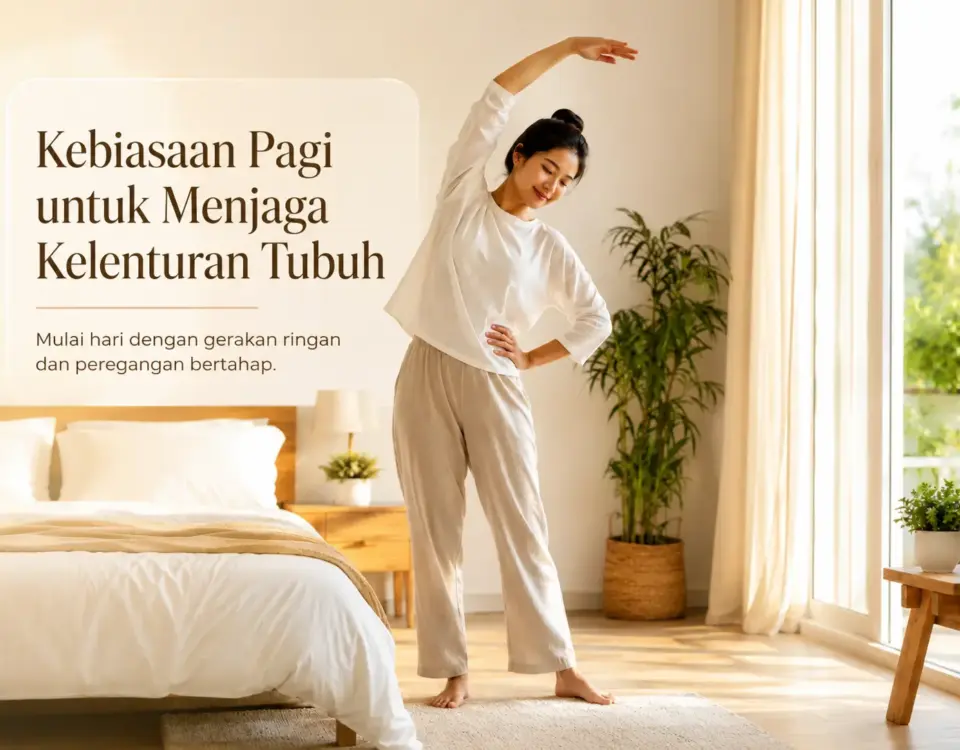 Kebiasaan pagi untuk menjaga kelenturan tubuh dengan gerakan peregangan ringan setelah bangun tidur