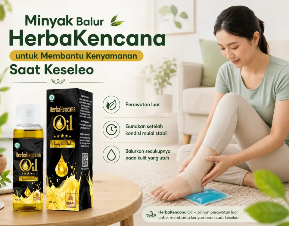 Minyak Balur HerbaKencana untuk membantu kenyamanan saat keseleo ringan setelah kondisi mulai stabil