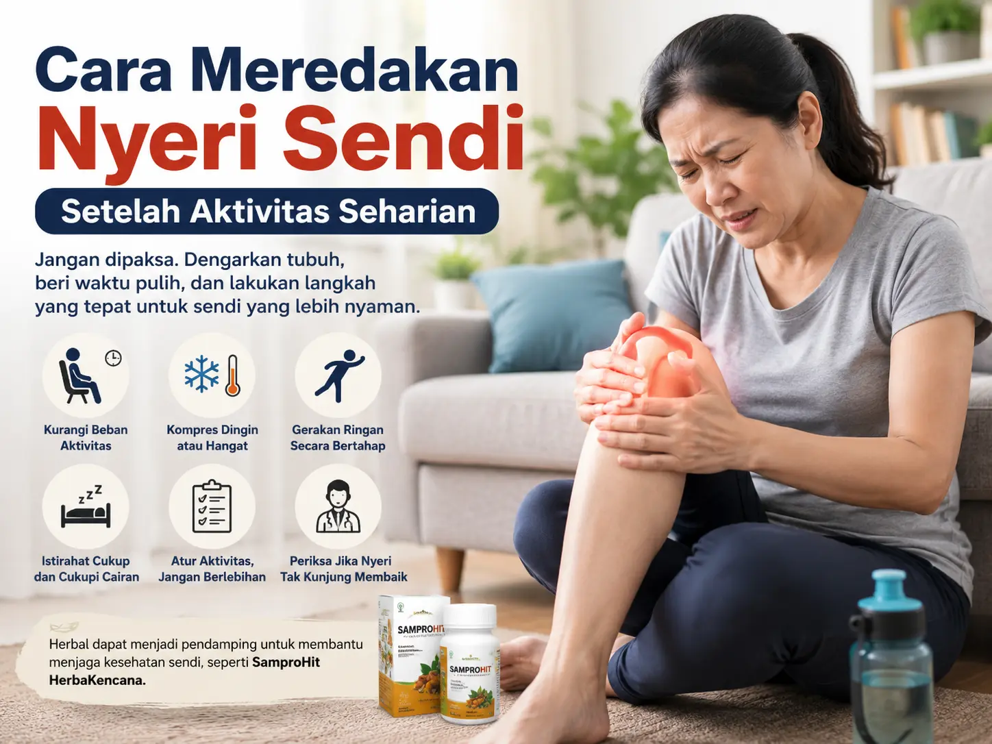 Cara meredakan nyeri sendi setelah aktivitas dengan mengurangi beban, kompres, gerakan ringan, istirahat cukup, dan pemulihan bertahap