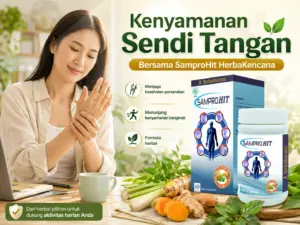 SamproHit HerbaKencana untuk membantu kenyamanan sendi tangan dengan formula herbal temulawak, sambiloto, kunyit, dan sereh