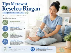 Tips merawat keseleo ringan dengan perawatan luar, kompres dingin, istirahat, elevasi, dan Minyak Balur setelah kondisi mulai stabil