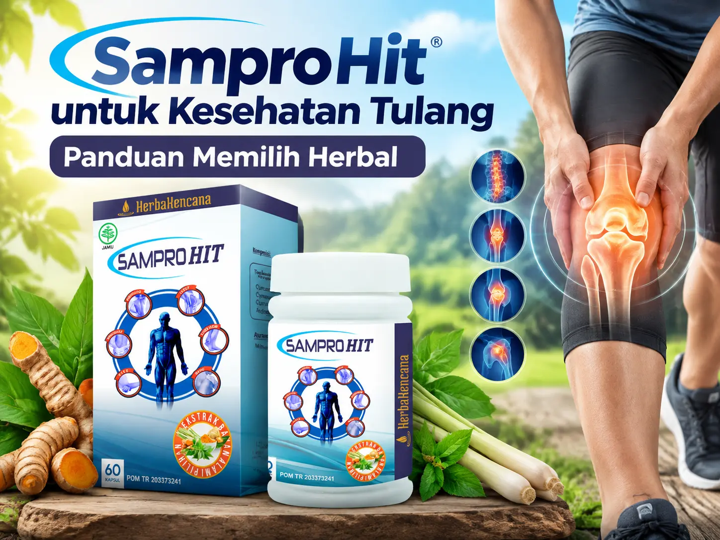 SamproHit HerbaKencana dengan temulawak, kunyit, sambiloto, dan sereh untuk kesehatan tulang